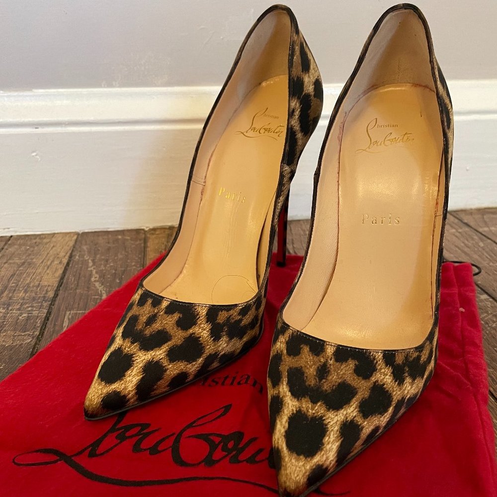 Christian Louboutin Satin So Kate Leopard Pumps